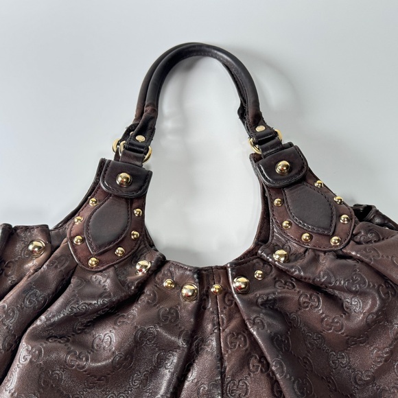 Gucci Guccissima Pelham Leather Studded Large Shoulder Bag - Picture 9 of 15